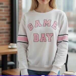 Wildfox Game Day Top Shirt White Pink XS Pullover